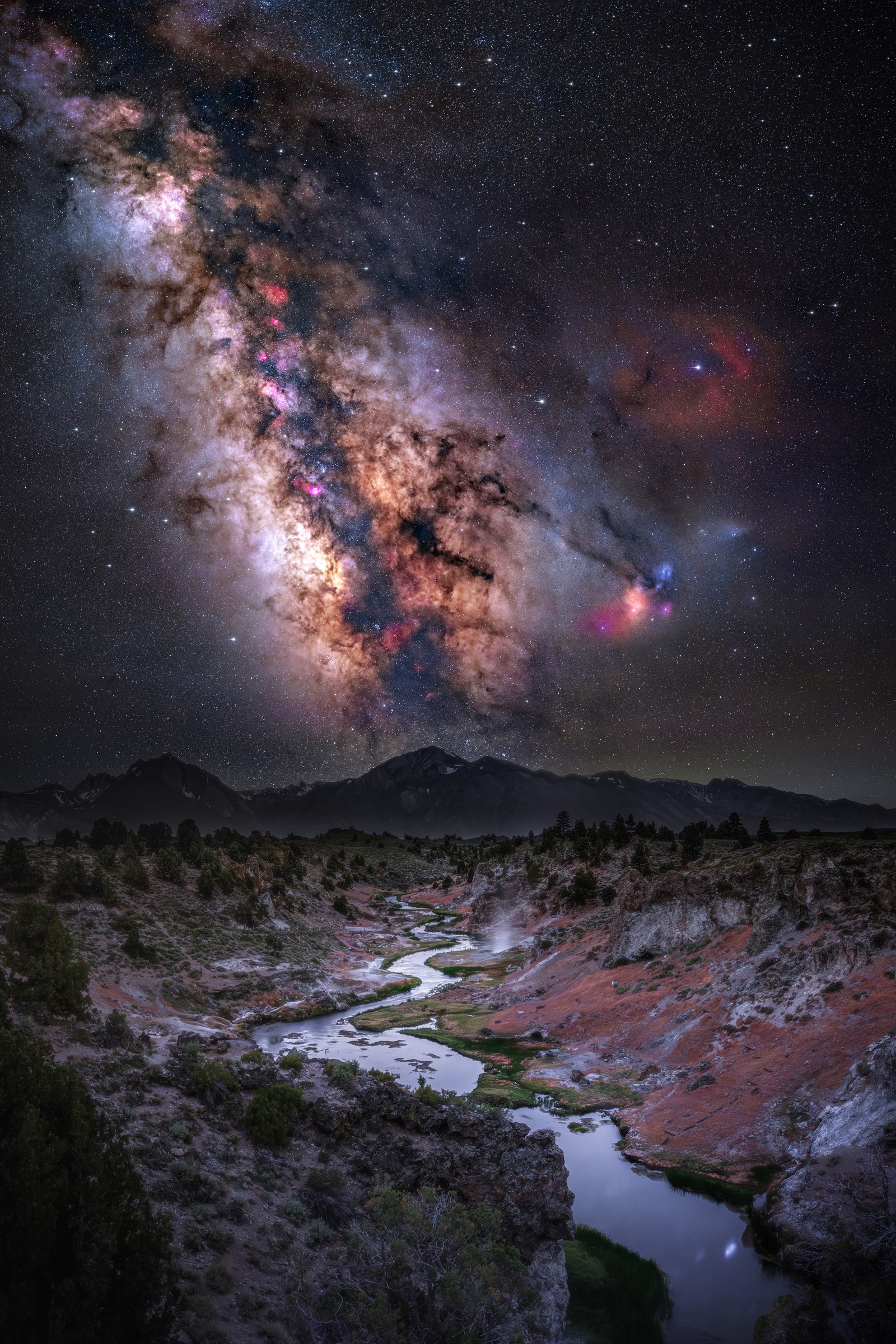 Milky Way above Hot Creek from Brees Lookout